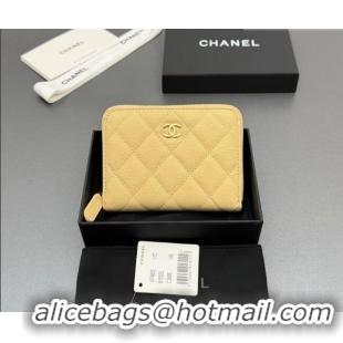 Top Grade Chanel Zipped Short Wallet in Grained Leather AP4652 Yellow 2026