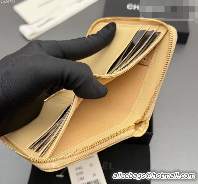 Top Grade Chanel Zipped Short Wallet in Grained Leather AP4652 Yellow 2026