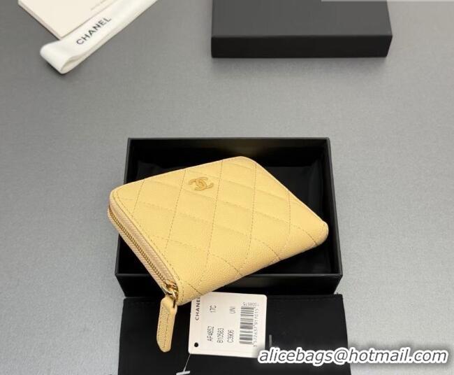 Top Grade Chanel Zipped Short Wallet in Grained Leather AP4652 Yellow 2026