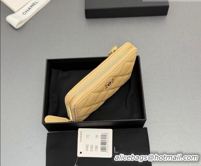 Top Grade Chanel Zipped Short Wallet in Grained Leather AP4652 Yellow 2026