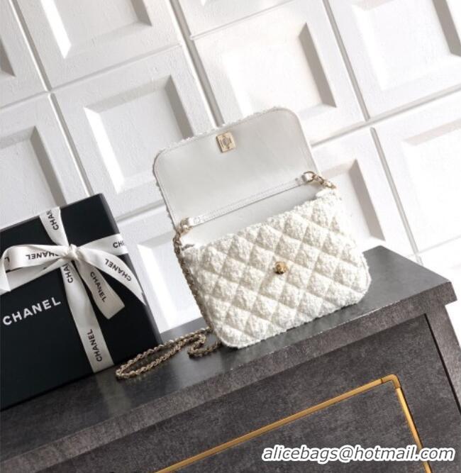 Grade Quality Chanel Tweed Clutch with Chain and Pearls Handle AP4976 White 2026