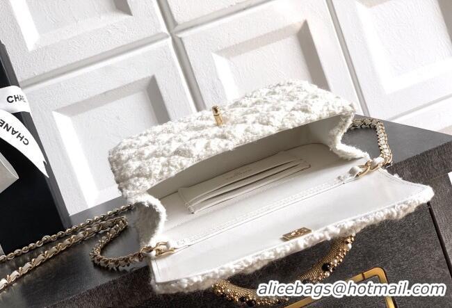 Grade Quality Chanel Tweed Clutch with Chain and Pearls Handle AP4976 White 2026