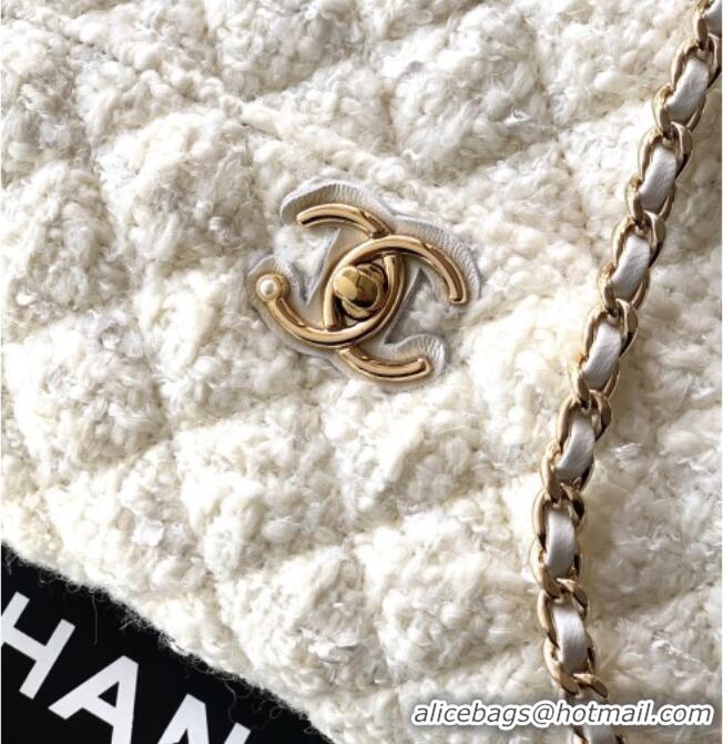Grade Quality Chanel Tweed Clutch with Chain and Pearls Handle AP4976 White 2026