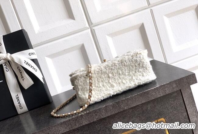 Grade Quality Chanel Tweed Clutch with Chain and Pearls Handle AP4976 White 2026