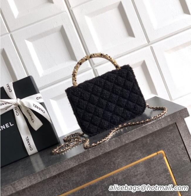 Buy Discount Chanel Tweed Clutch with Chain and Pearls Handle AP4976 Black 2026