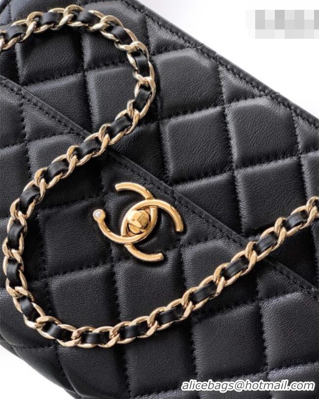 Buy Discount Chanel Tweed Clutch with Chain and Pearls Handle AP4976 Black 2026