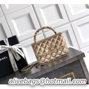 Best Price Chanel Lambskin Leather Clutch with Chain and Pearls Handle AP4976 Gold 2026