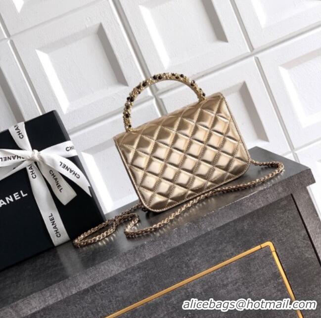 Best Price Chanel Lambskin Leather Clutch with Chain and Pearls Handle AP4976 Gold 2026
