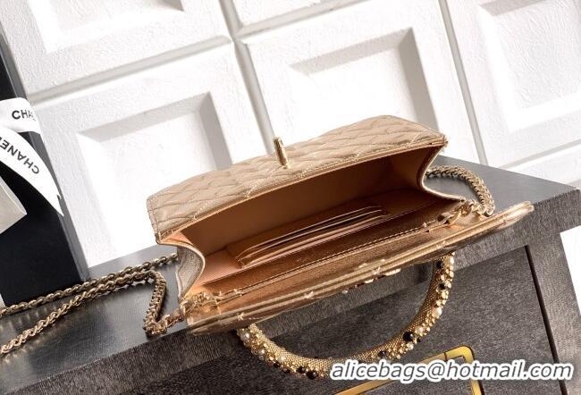 Best Price Chanel Lambskin Leather Clutch with Chain and Pearls Handle AP4976 Gold 2026