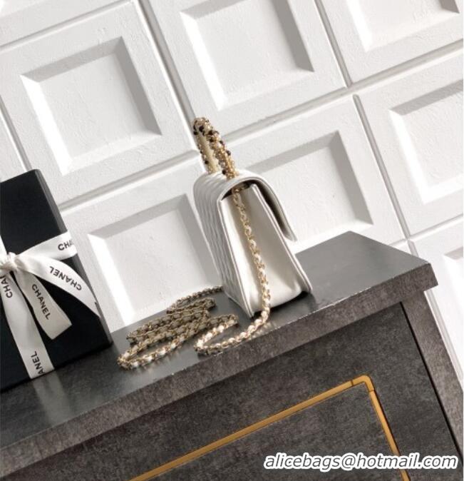 Luxury Classic Chanel Lambskin Leather Clutch with Chain and Pearls Handle AP4976 White 2026