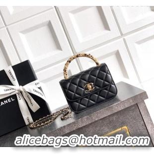 Modern Classic Chanel Lambskin Leather Clutch with Chain and Pearls Handle AP4975 Black 2026