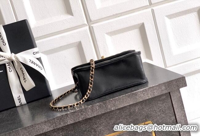 Modern Classic Chanel Lambskin Leather Clutch with Chain and Pearls Handle AP4975 Black 2026