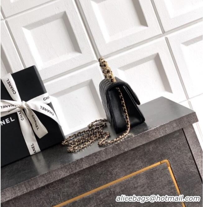 Modern Classic Chanel Lambskin Leather Clutch with Chain and Pearls Handle AP4975 Black 2026