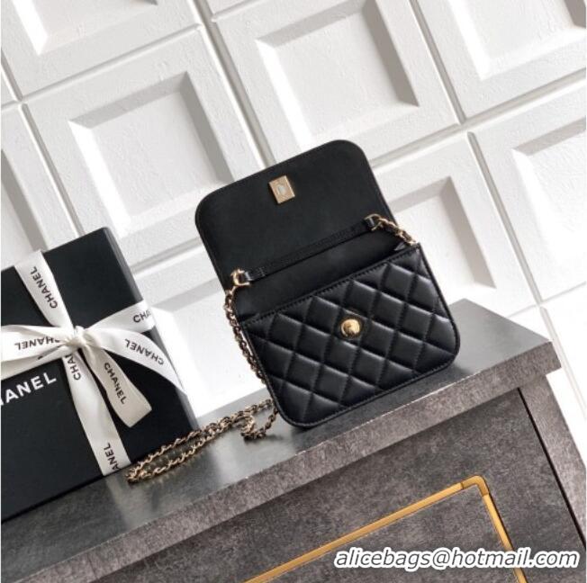 Modern Classic Chanel Lambskin Leather Clutch with Chain and Pearls Handle AP4975 Black 2026