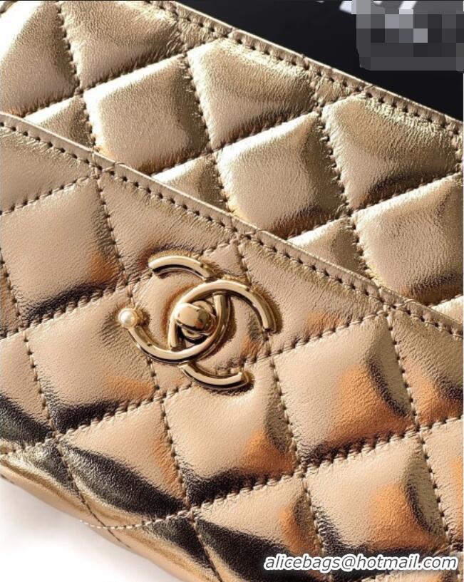 Market Sells Chanel Lambskin Leather Clutch with Chain and Pearls Handle AP4975 Gold 2026