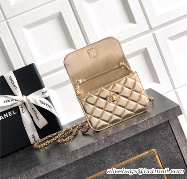 Market Sells Chanel Lambskin Leather Clutch with Chain and Pearls Handle AP4975 Gold 2026