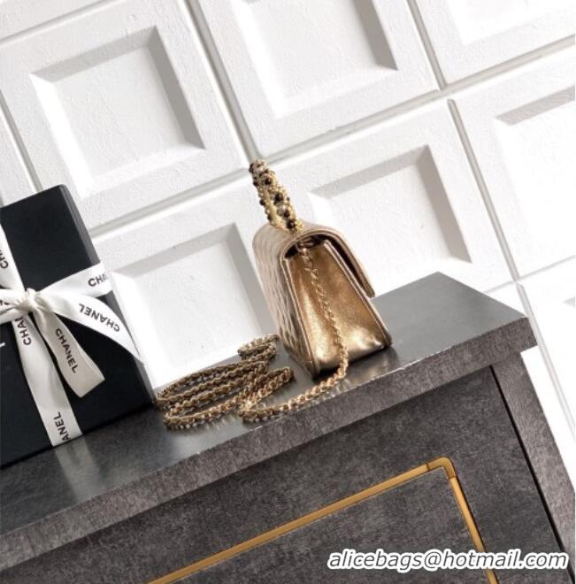 Market Sells Chanel Lambskin Leather Clutch with Chain and Pearls Handle AP4975 Gold 2026