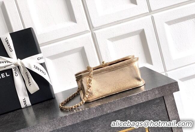 Market Sells Chanel Lambskin Leather Clutch with Chain and Pearls Handle AP4975 Gold 2026