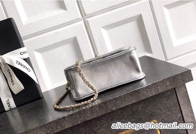 Buy Classic Chanel Lambskin Leather Clutch with Chain and Pearls Handle AP4975 Silver 2026