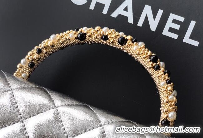 Buy Classic Chanel Lambskin Leather Clutch with Chain and Pearls Handle AP4975 Silver 2026