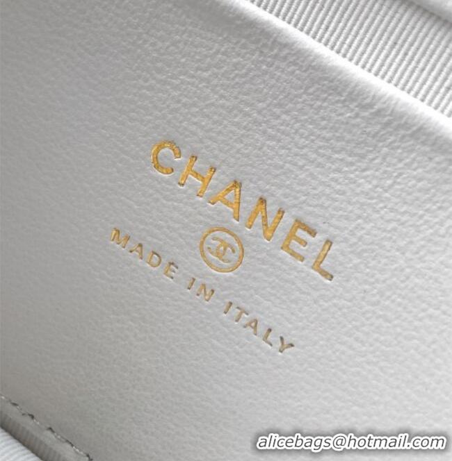 Luxury Cheap Chanel Lambskin Leather Clutch with Chain and Pearls Handle AP4975 White 2026