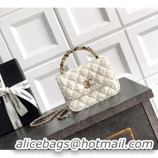 Top Quality Chanel Tweed Clutch with Chain and Pearls Handle AP4975 White 2026