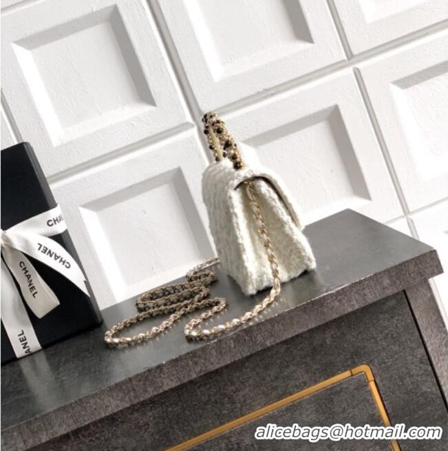 Top Quality Chanel Tweed Clutch with Chain and Pearls Handle AP4975 White 2026
