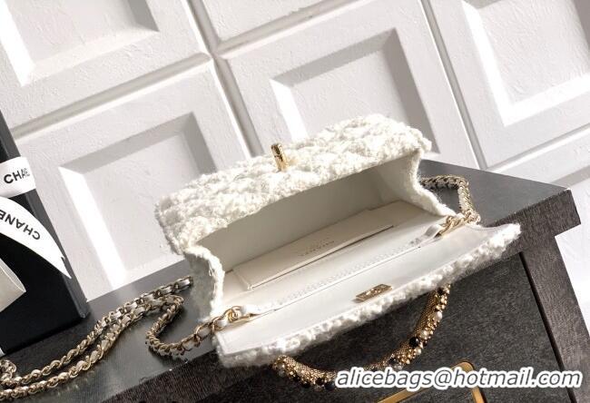Top Quality Chanel Tweed Clutch with Chain and Pearls Handle AP4975 White 2026