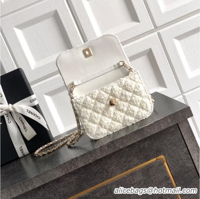 Top Quality Chanel Tweed Clutch with Chain and Pearls Handle AP4975 White 2026