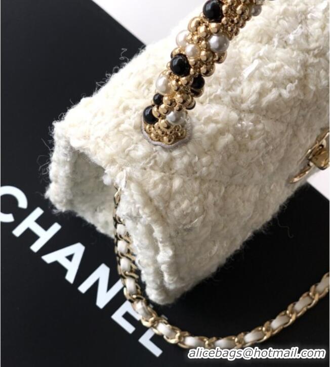Top Quality Chanel Tweed Clutch with Chain and Pearls Handle AP4975 White 2026