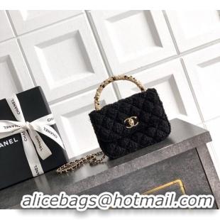 Famous Brand Chanel Tweed Clutch with Chain and Pearls Handle AP4975 Black 2026