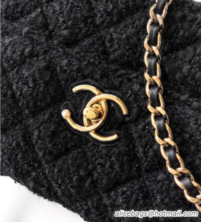 Famous Brand Chanel Tweed Clutch with Chain and Pearls Handle AP4975 Black 2026