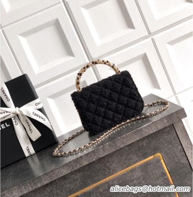 Famous Brand Chanel Tweed Clutch with Chain and Pearls Handle AP4975 Black 2026