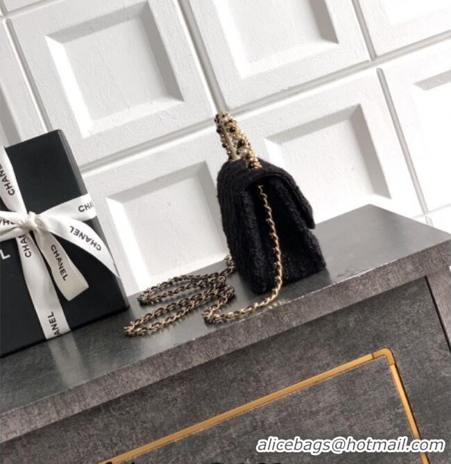 Famous Brand Chanel Tweed Clutch with Chain and Pearls Handle AP4975 Black 2026