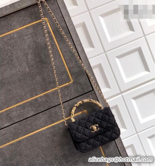 Famous Brand Chanel Tweed Clutch with Chain and Pearls Handle AP4975 Black 2026