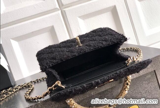 Famous Brand Chanel Tweed Clutch with Chain and Pearls Handle AP4975 Black 2026