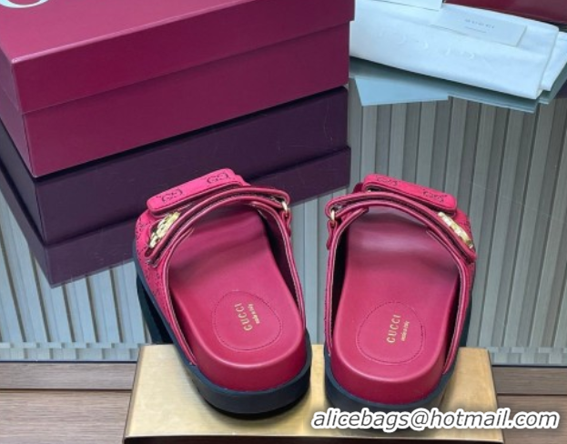 Sophisticated Gucci Strass and Velvet Flat Slides Sandal with Strap Red GG030501 2026