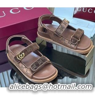 Sumptuous Gucci Strass and Velvet Flat Sandals with Strap Brown GG030501 2026