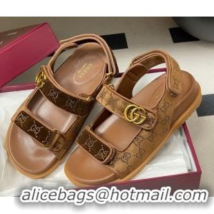 Hot Style Gucci Strass and Velvet Flat Sandals with Strap Gold-Tone GG030501 2026