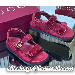 Purchase Gucci Strass and Velvet Flat Sandals with Strap Red GG030501 2026