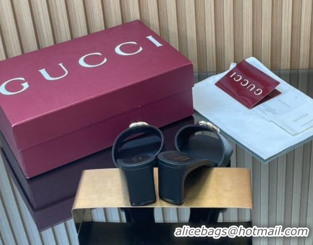 Classic Hot Gucci Lambskin Leather Heel Slides Sandal 5.5cm GG030503 Black 2026