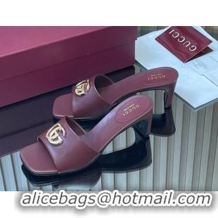 Best Price Gucci Lambskin Leather Heel Slides Sandal 5.5cm GG030503 Burgundy 2026