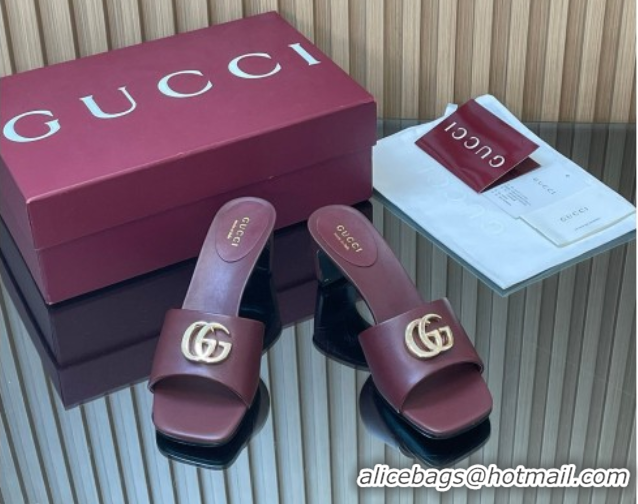Best Price Gucci Lambskin Leather Heel Slides Sandal 5.5cm GG030503 Burgundy 2026