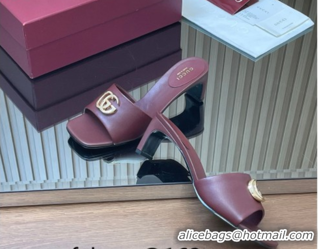 Best Price Gucci Lambskin Leather Heel Slides Sandal 5.5cm GG030503 Burgundy 2026