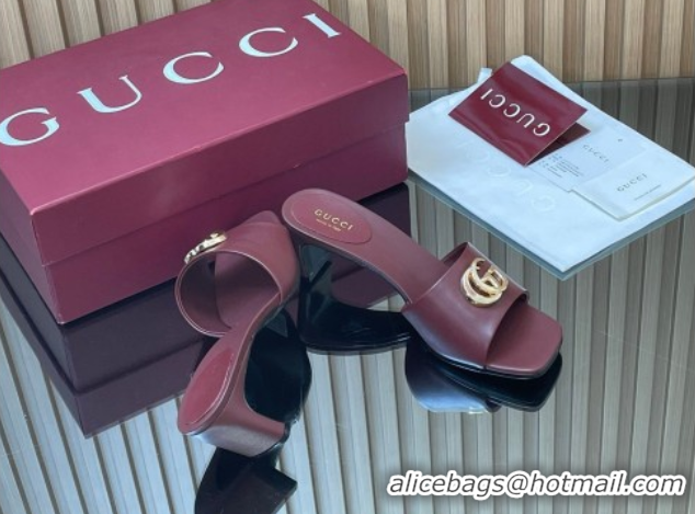Best Price Gucci Lambskin Leather Heel Slides Sandal 5.5cm GG030503 Burgundy 2026