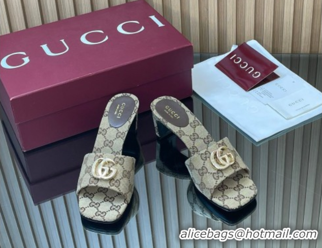 Good Looking Gucci GG Canvas Heel Slides Sandal 5.5cm GG030503 Beige 2026