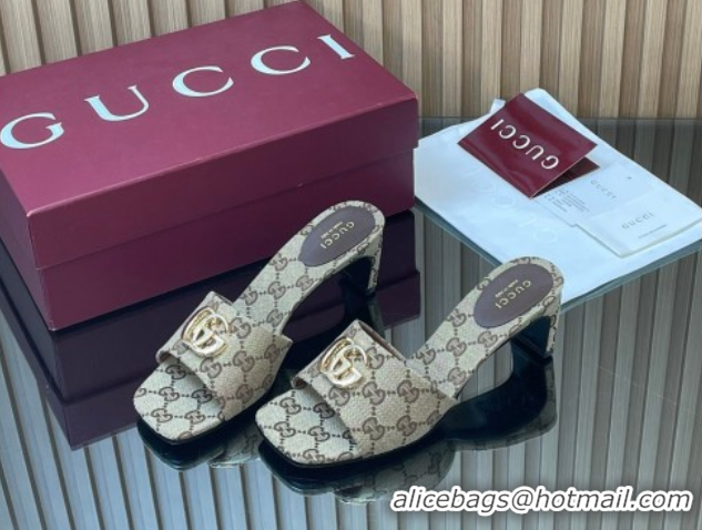 Good Looking Gucci GG Canvas Heel Slides Sandal 5.5cm GG030503 Beige 2026