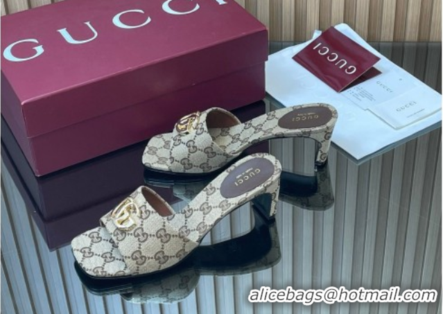Good Looking Gucci GG Canvas Heel Slides Sandal 5.5cm GG030503 Beige 2026