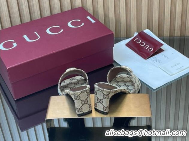 Good Looking Gucci GG Canvas Heel Slides Sandal 5.5cm GG030503 Beige 2026