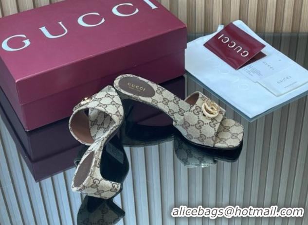 Good Looking Gucci GG Canvas Heel Slides Sandal 5.5cm GG030503 Beige 2026